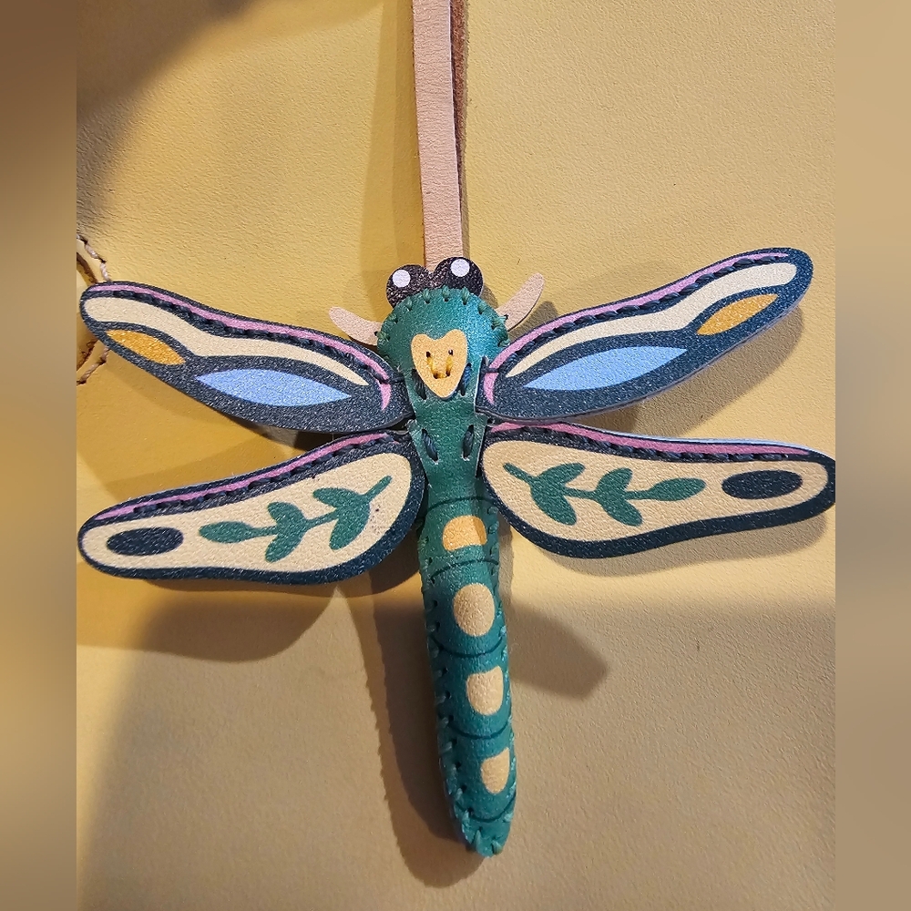 Dragonfly Purse Charm Green/Yellow